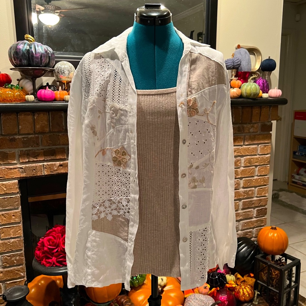 Raphael Positano Italy Linen Patchwork Top
